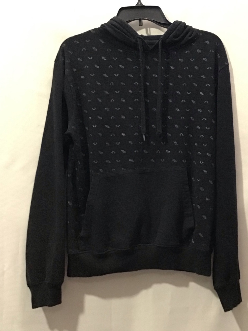 573 True Religion Black Hoodie with Micro Logo Pattern